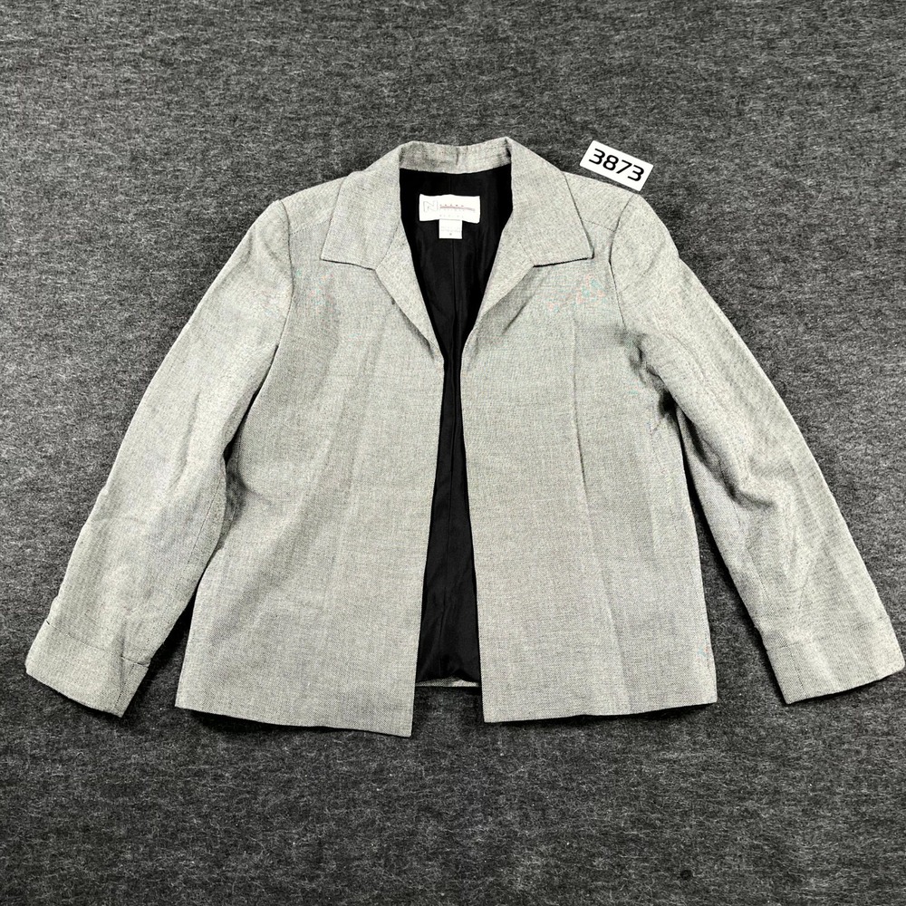 Nygard Collection Blazer Jacket Womens 6 Petite Black White Herringbone Lined